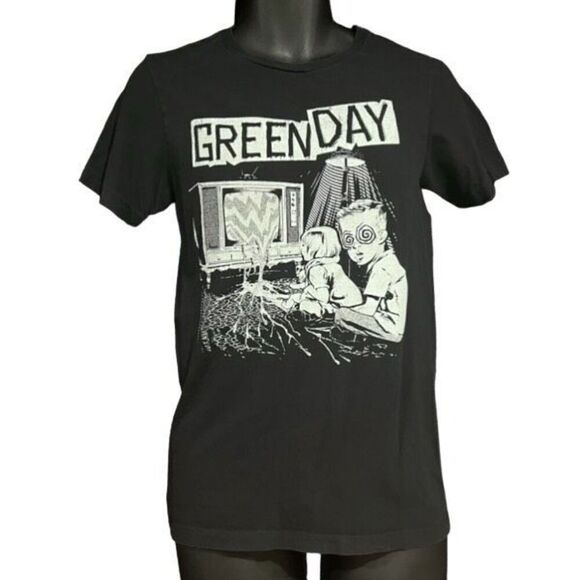 Green Day Black & White TV Brain Rot T-Shirt Men’s Small - Picture 1 of 2